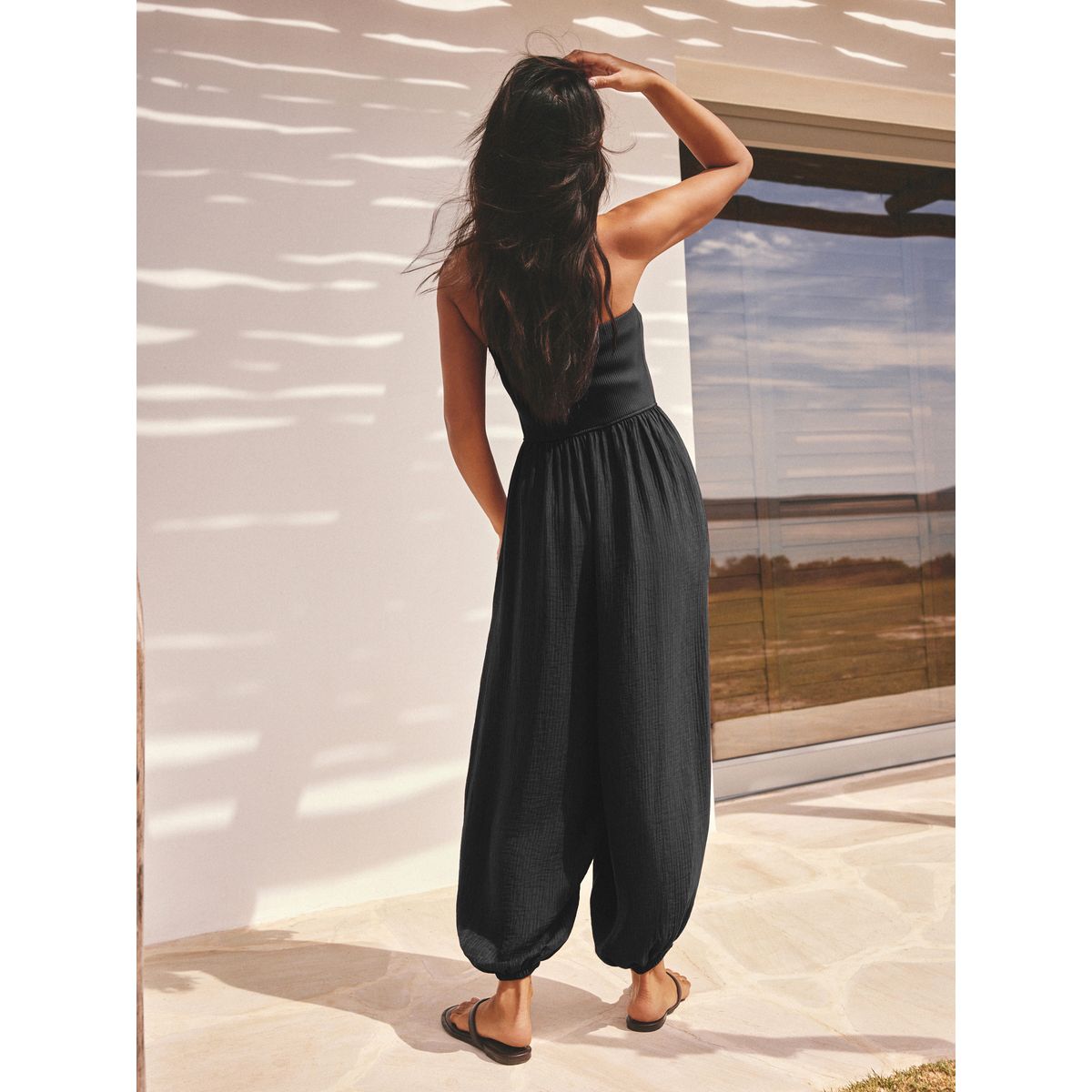 Combinaison bouffante bandeau en jersey noir, NEXT