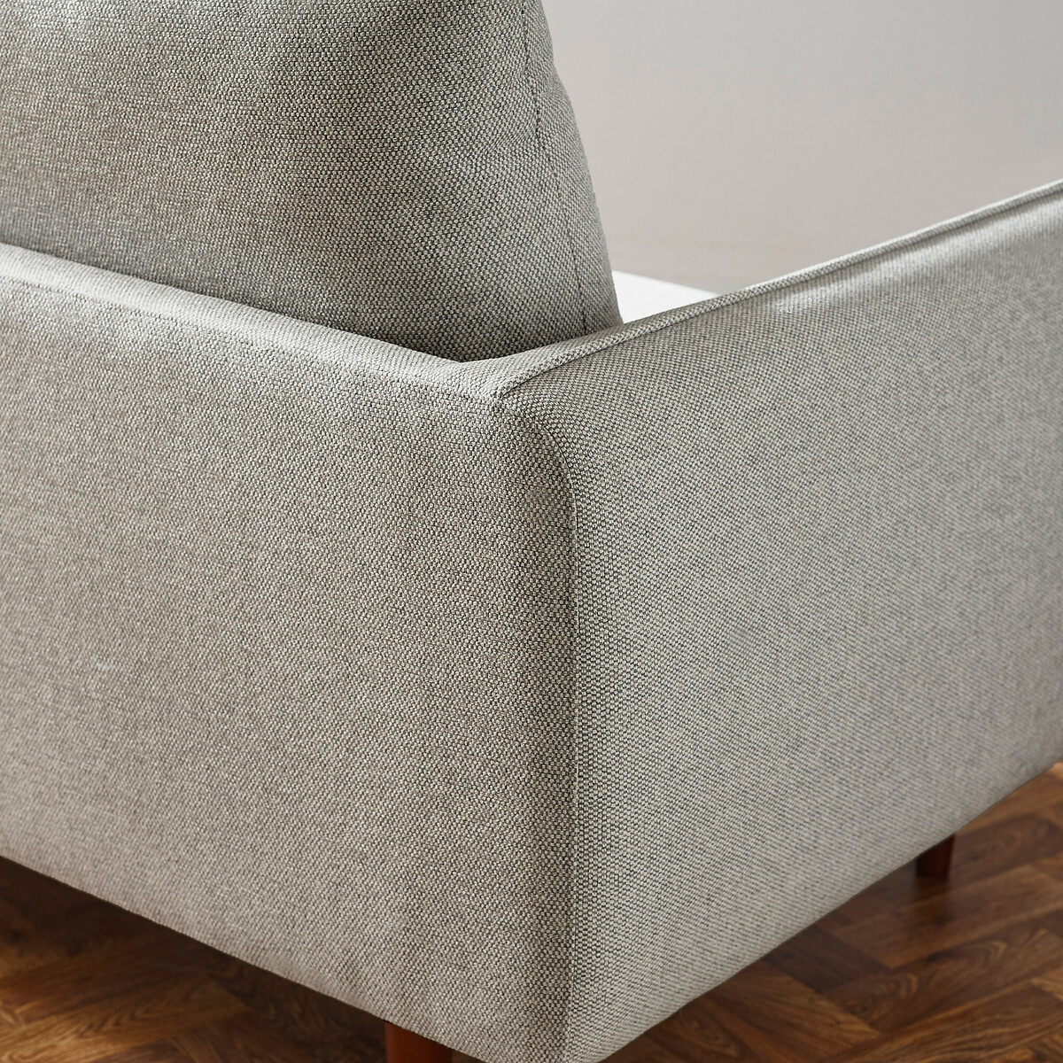Rene Buttoned Soft Woven 2 Seater Sofa with Walnut Legs light grey, SO'HOME