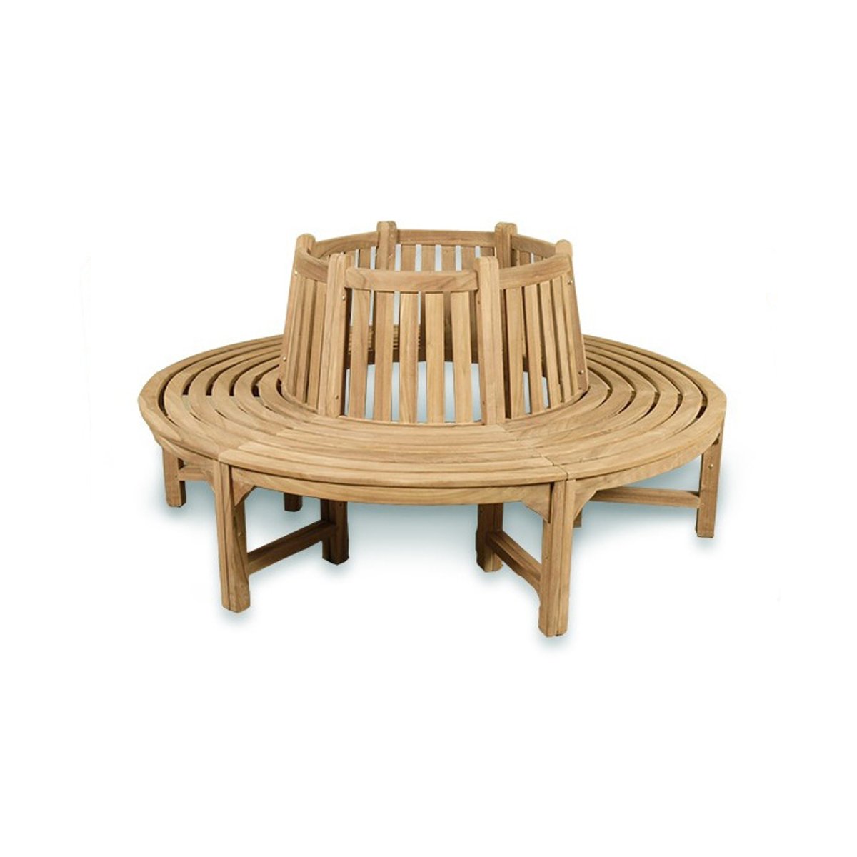 Banc circulaire en teck massif tour d'arbre 360°, Westminster naturel, TECK ATTITUDE