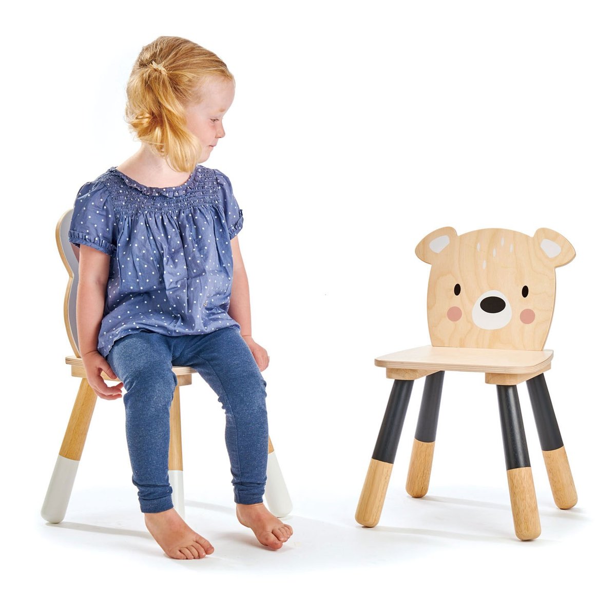 Chaise enfant beige, noir, blanc, TENDER LEAF TOYS