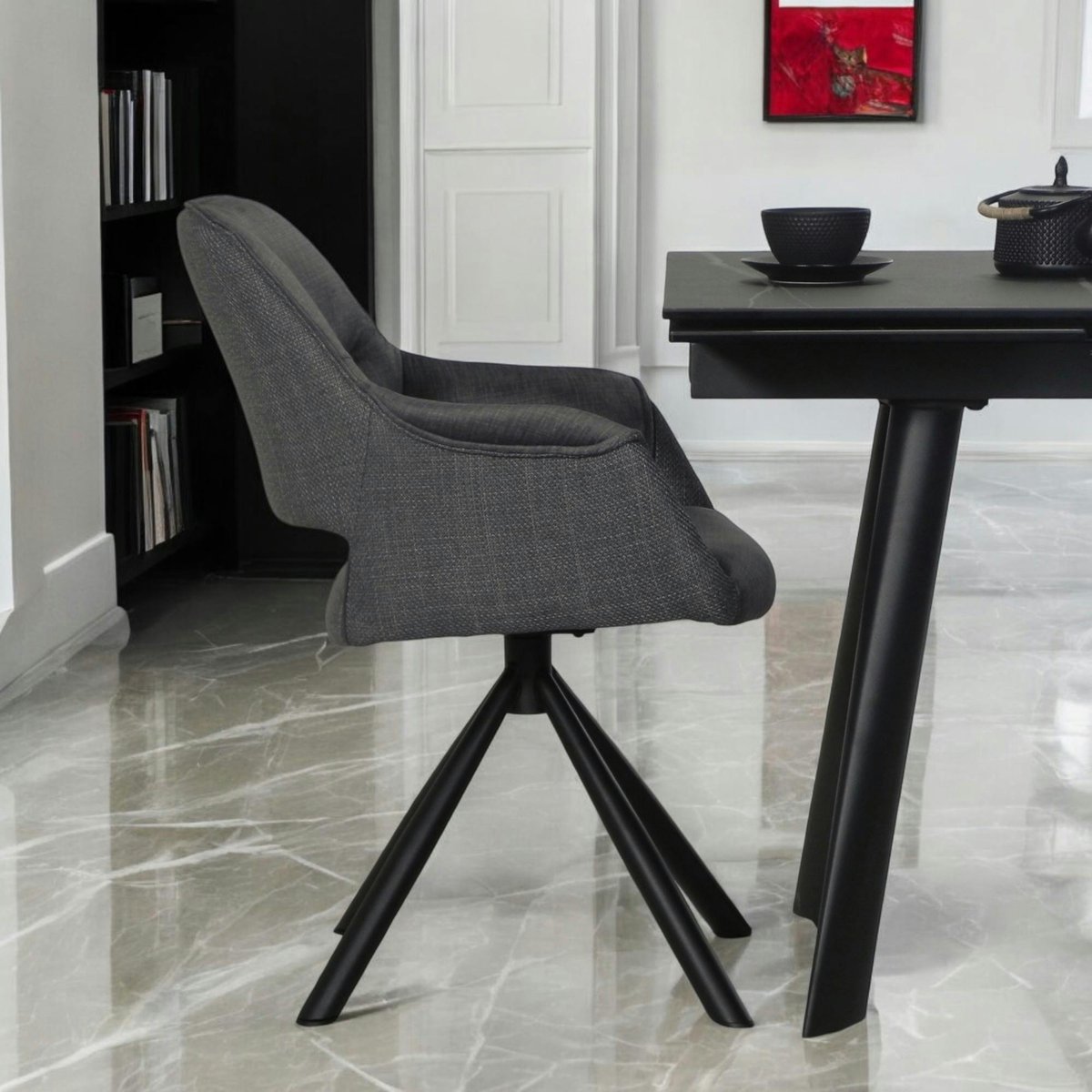 Fauteuil de table pivotant en tissu (lot de 2) IENA gris, PIER IMPORT