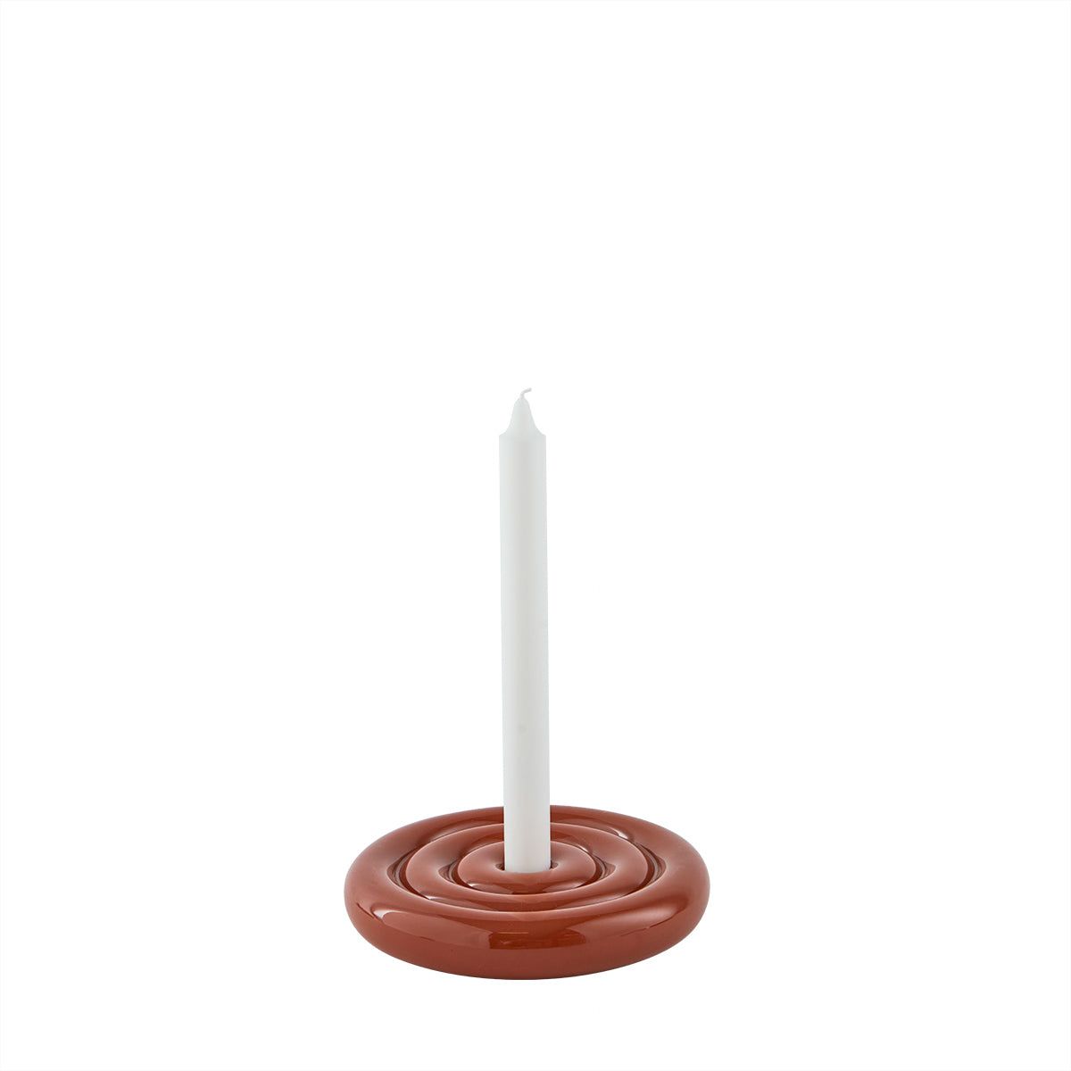 Bougeoir en grès à base ronde LIVING orange, OYOY LIVING DESIGN