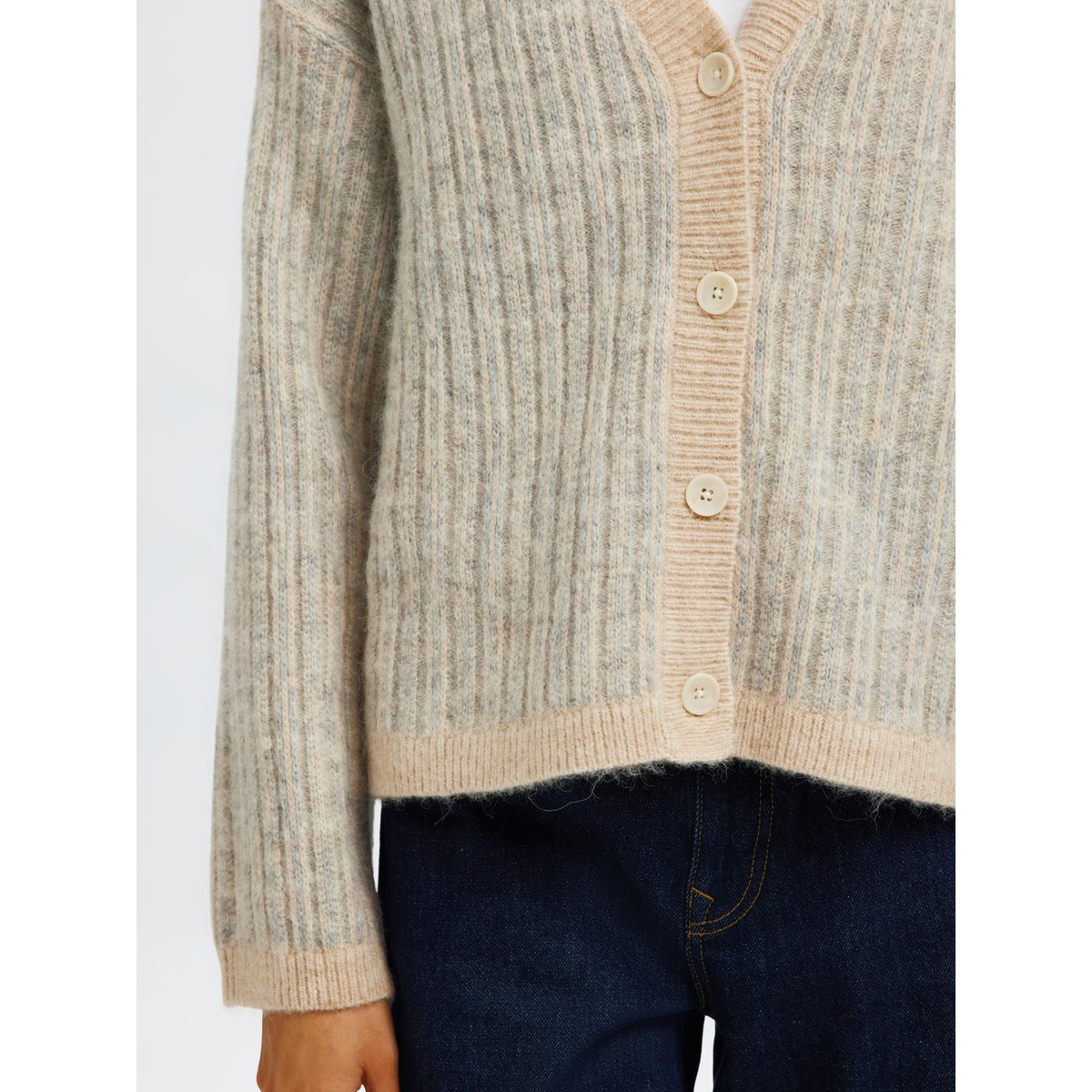 Cardigan En Maille birch, SELECTED