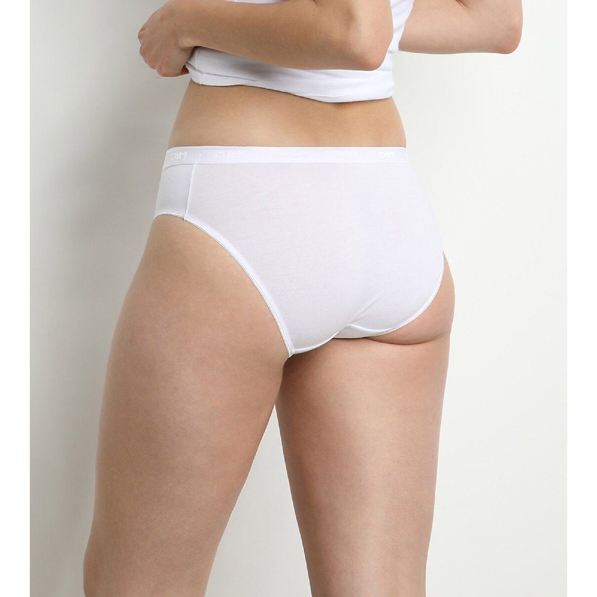 Slip en coton bio stretch, lot de 3, Plus my bio blanc + blanc + blanc, DIM