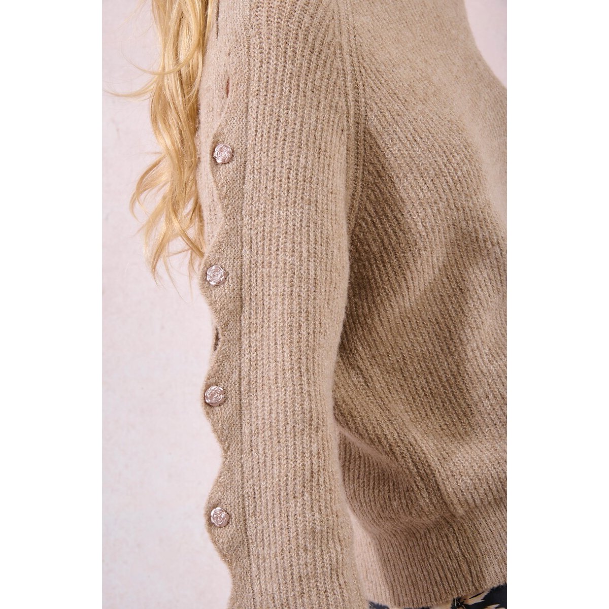 Jumper with Buttoned Sleeves beige, MOLLY BRACKEN
