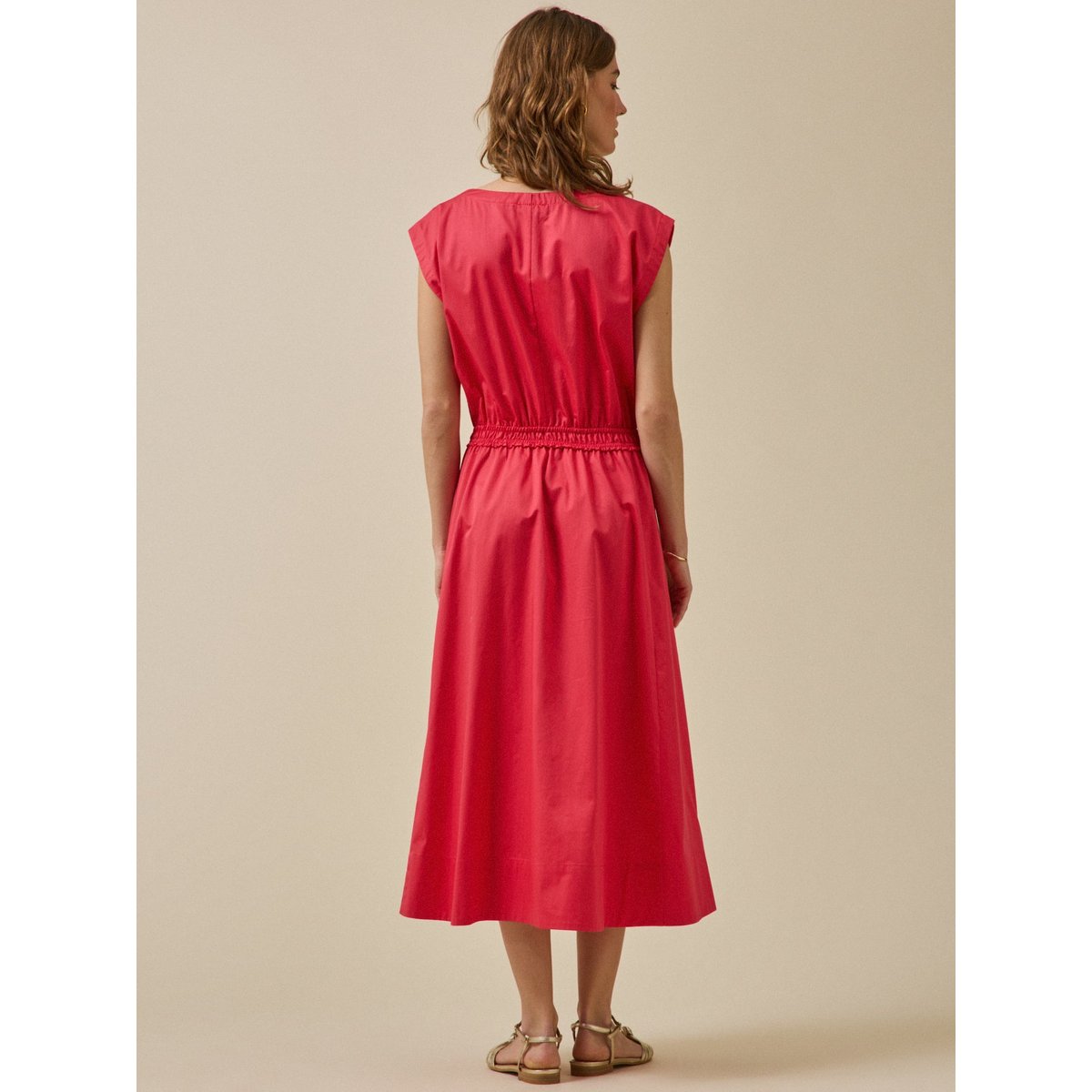 Robe longue cérémonie popeline satinée rose moyen, CYRILLUS