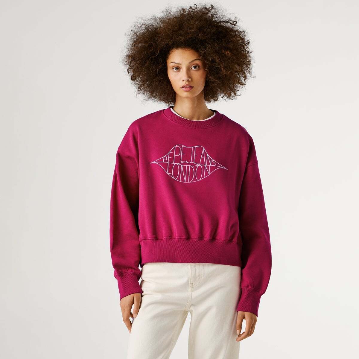 Sweat-Shirt À Col Rond Avec Logo penn rose, PEPE JEANS