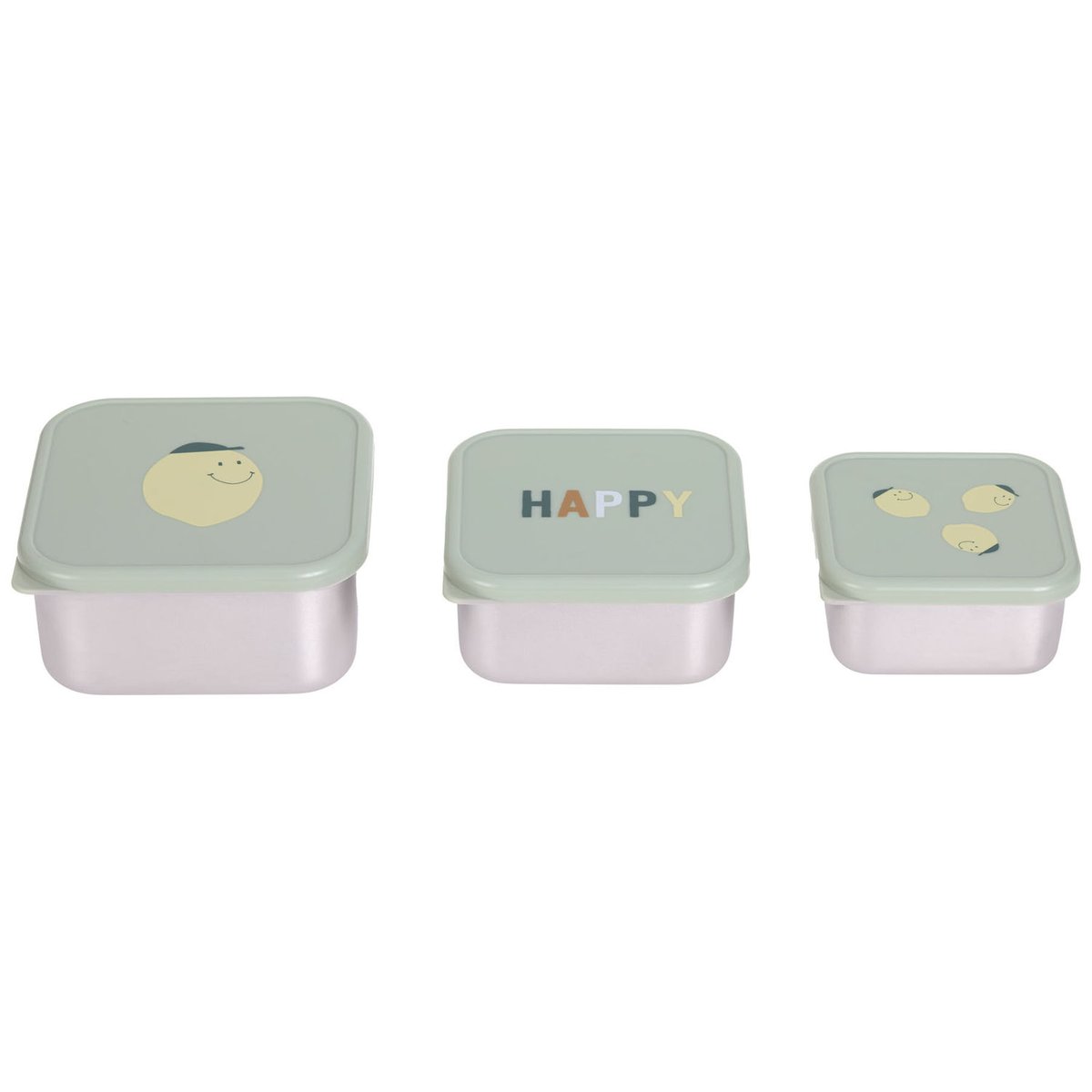 Lot de 3 boîtes à goûter jaune, olive, LASSIG