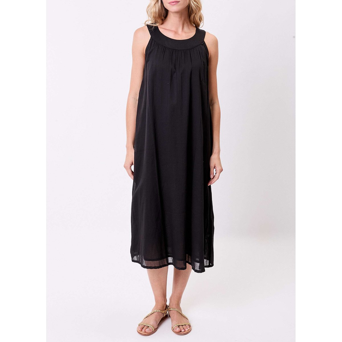 Robe midi légère gaze de coton bio MARISA noir marisa, LA FIANCÉE