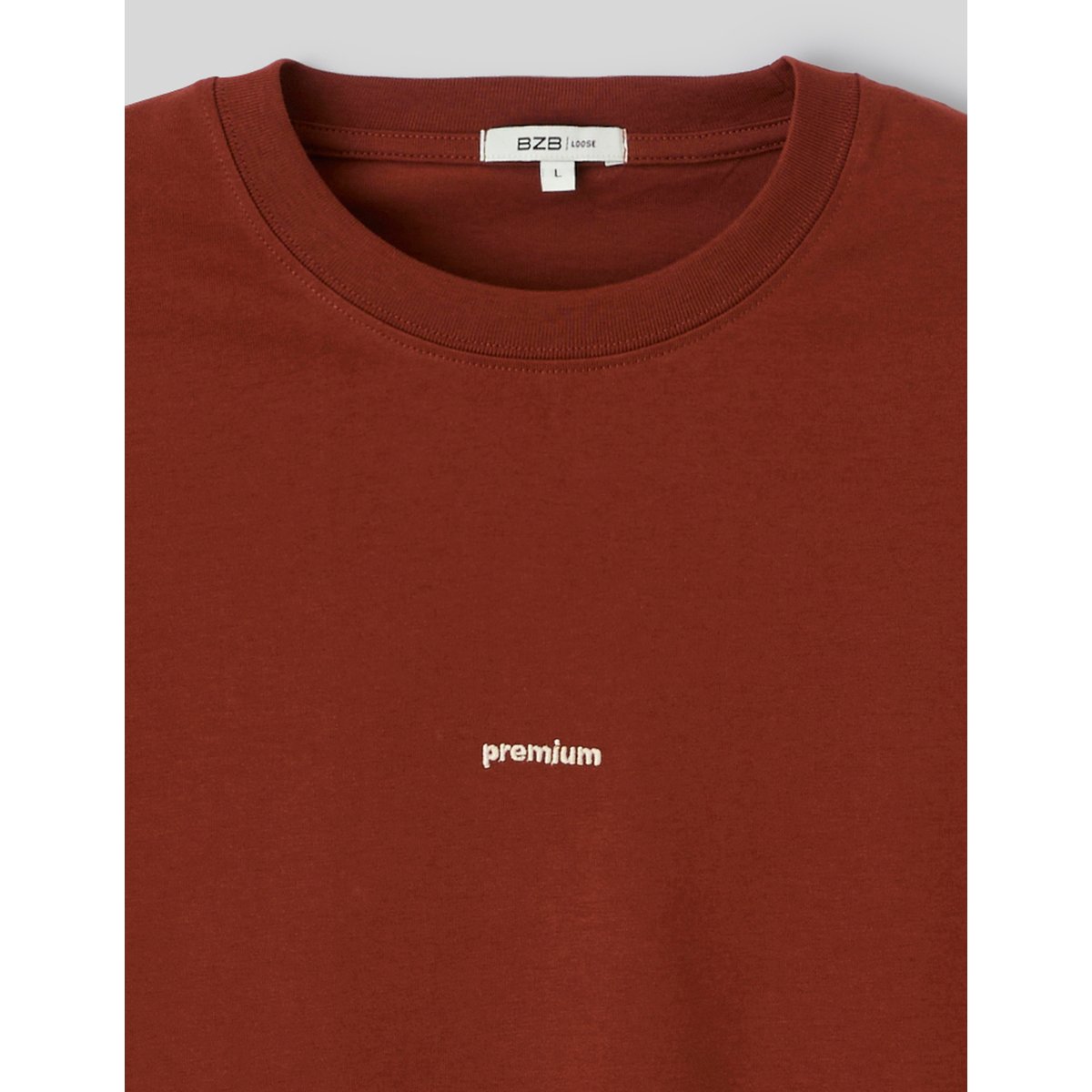 T-shirt broderie poitrine marron, BZB