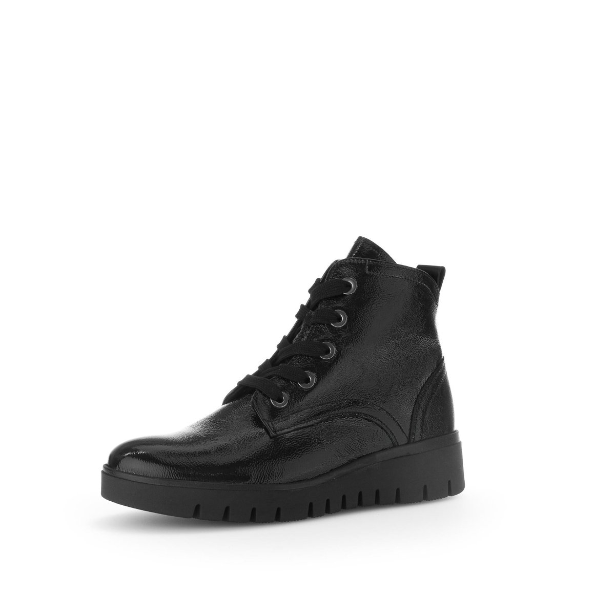 Bottines en cuir lisse à talon compensé noir vernis, GABOR
