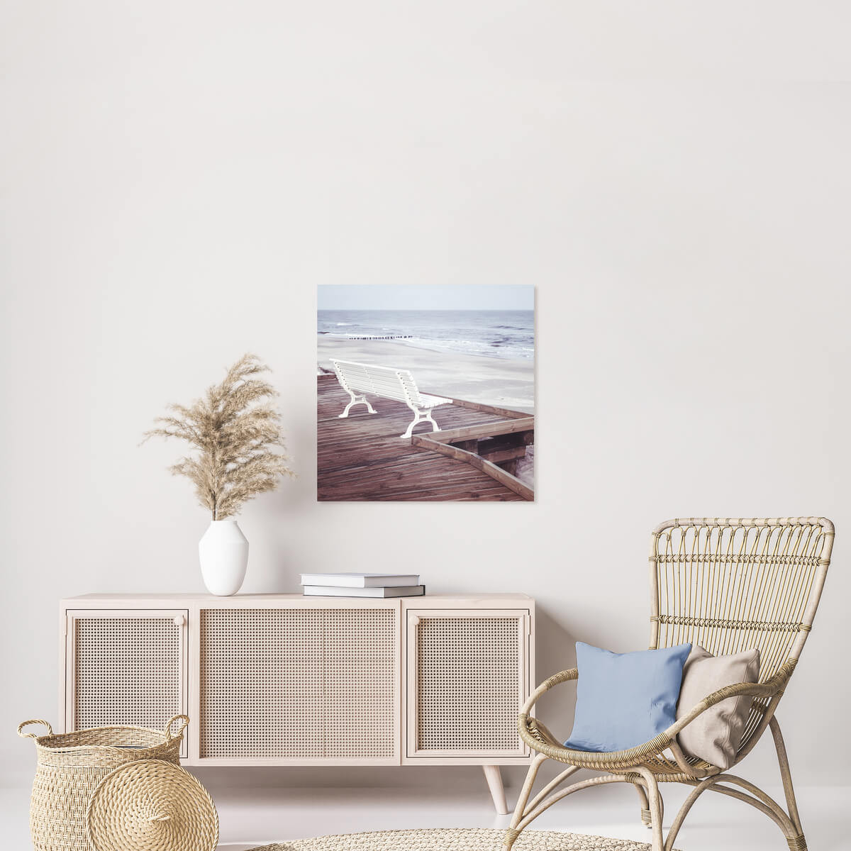 Tableau Mural Banc Face Mer PLAGE tableaux sur toile-marron, CEANOTHE
