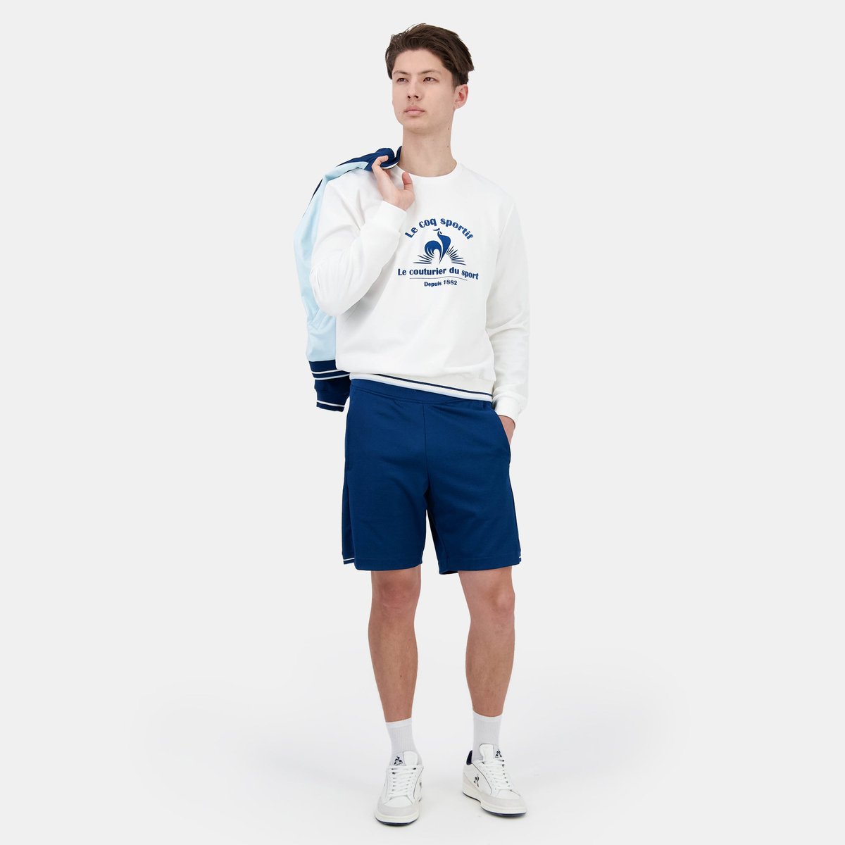 Sweat col rond Héritage blanc, LE COQ SPORTIF