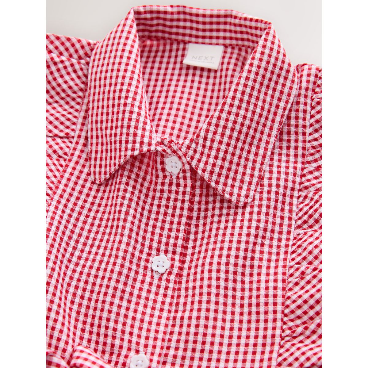 Robe d'école vichy à volants rouge, NEXT