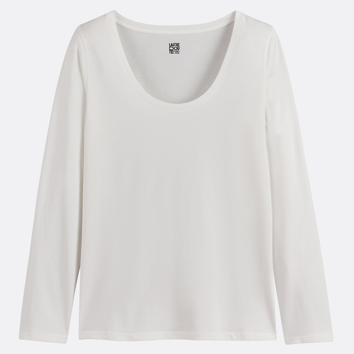 T-shirt met ronde hals en lange mouwen wit, LA REDOUTE COLLECTIONS