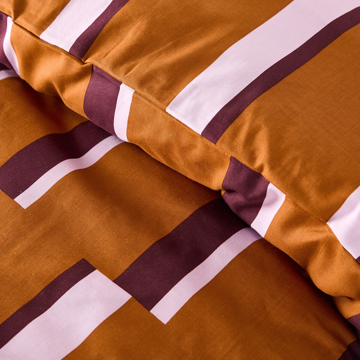 Housse de couette en coton, imprimé géométrique, STUBBE caramel/lilas/prune, LA REDOUTE INTERIEURS
