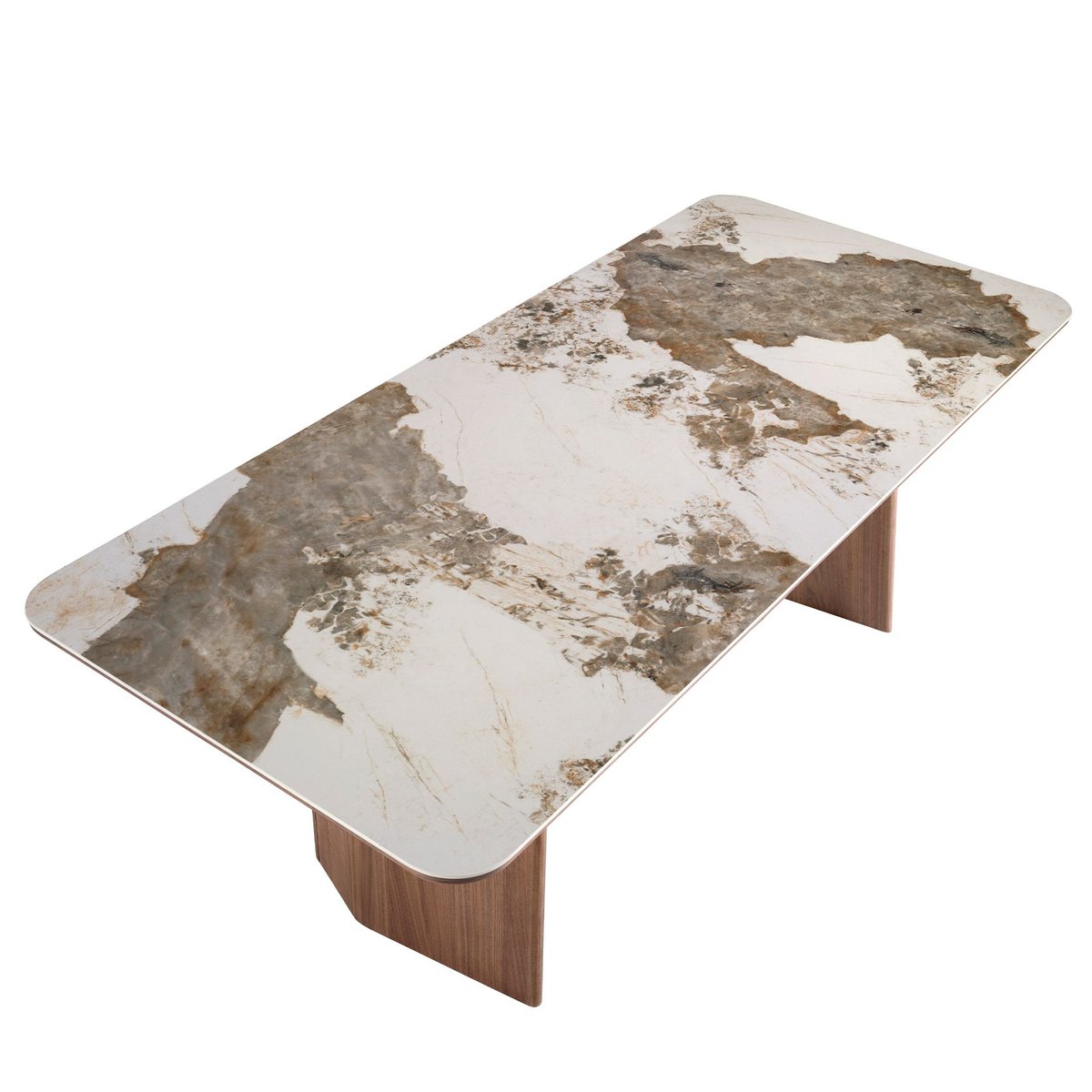 Table à manger rectangulaire marbre porcelaine et noyer blanc | noyer, ANGEL CERDA