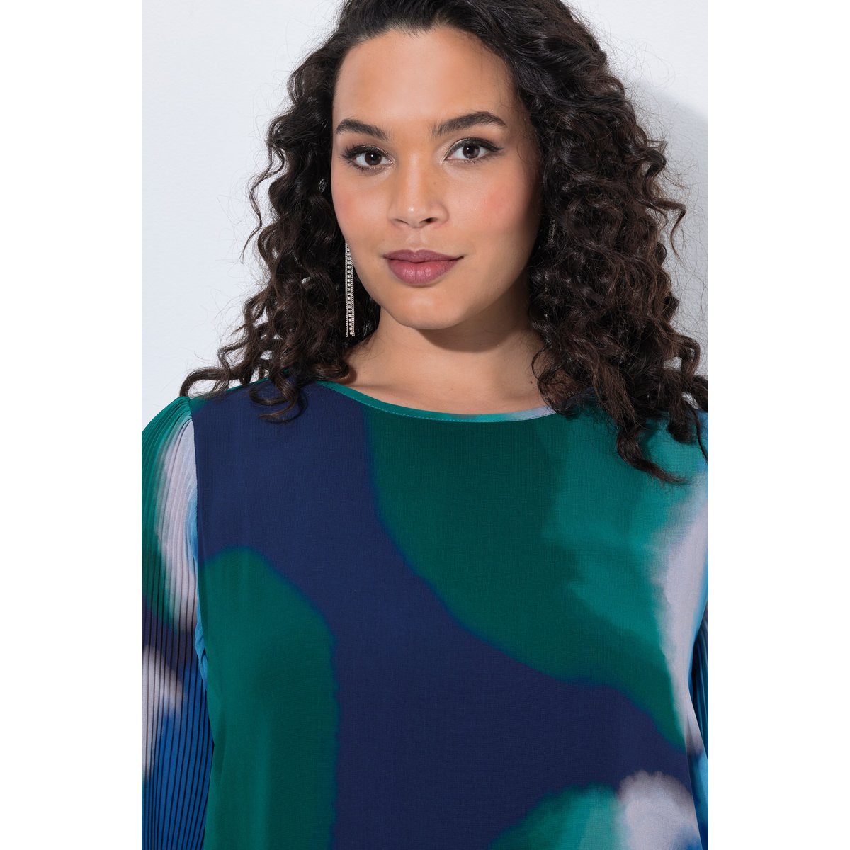 Blouse en mousseline doublée marine, ULLA POPKEN