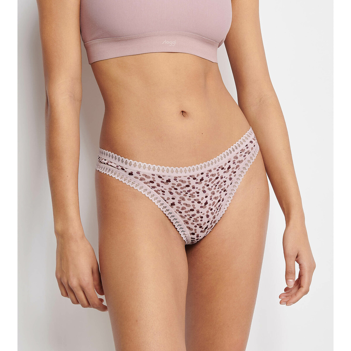 Lote de 3 tangas de algodón Go Crush rosa+malva+estampado, SLOGGI