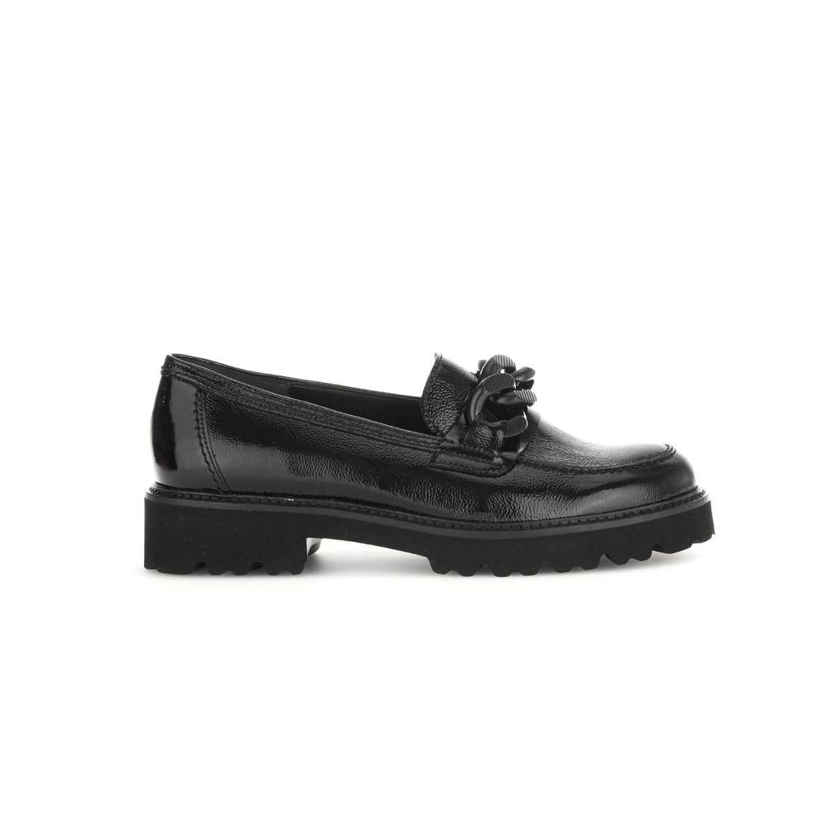 Mocassins en cuir à talon décroché noir vernis, GABOR
