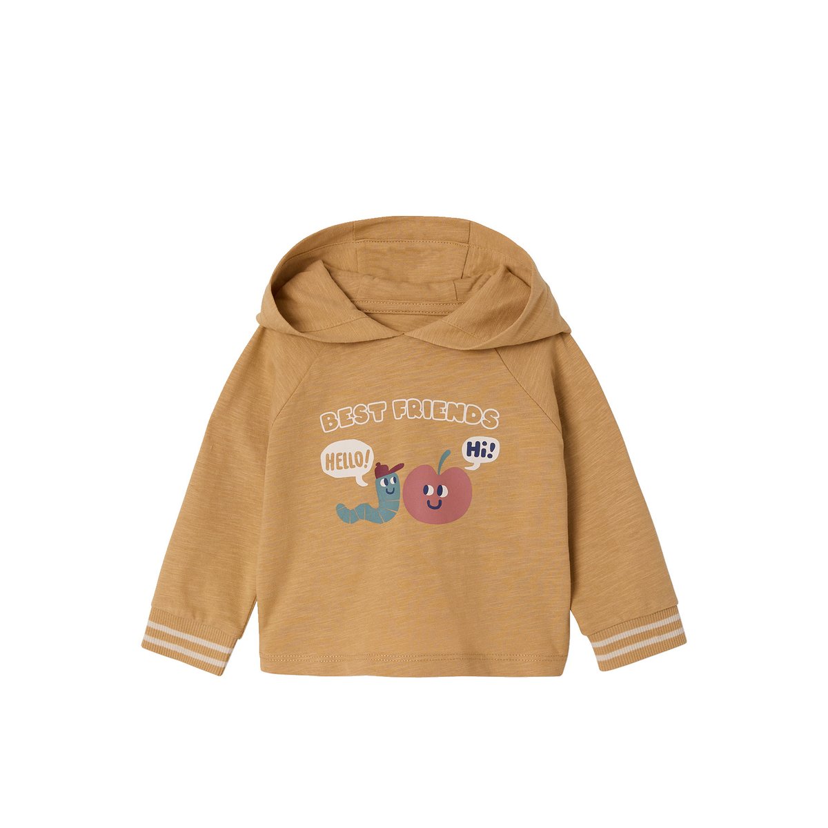T-shirt à capuche manches longues ocre, VERTBAUDET