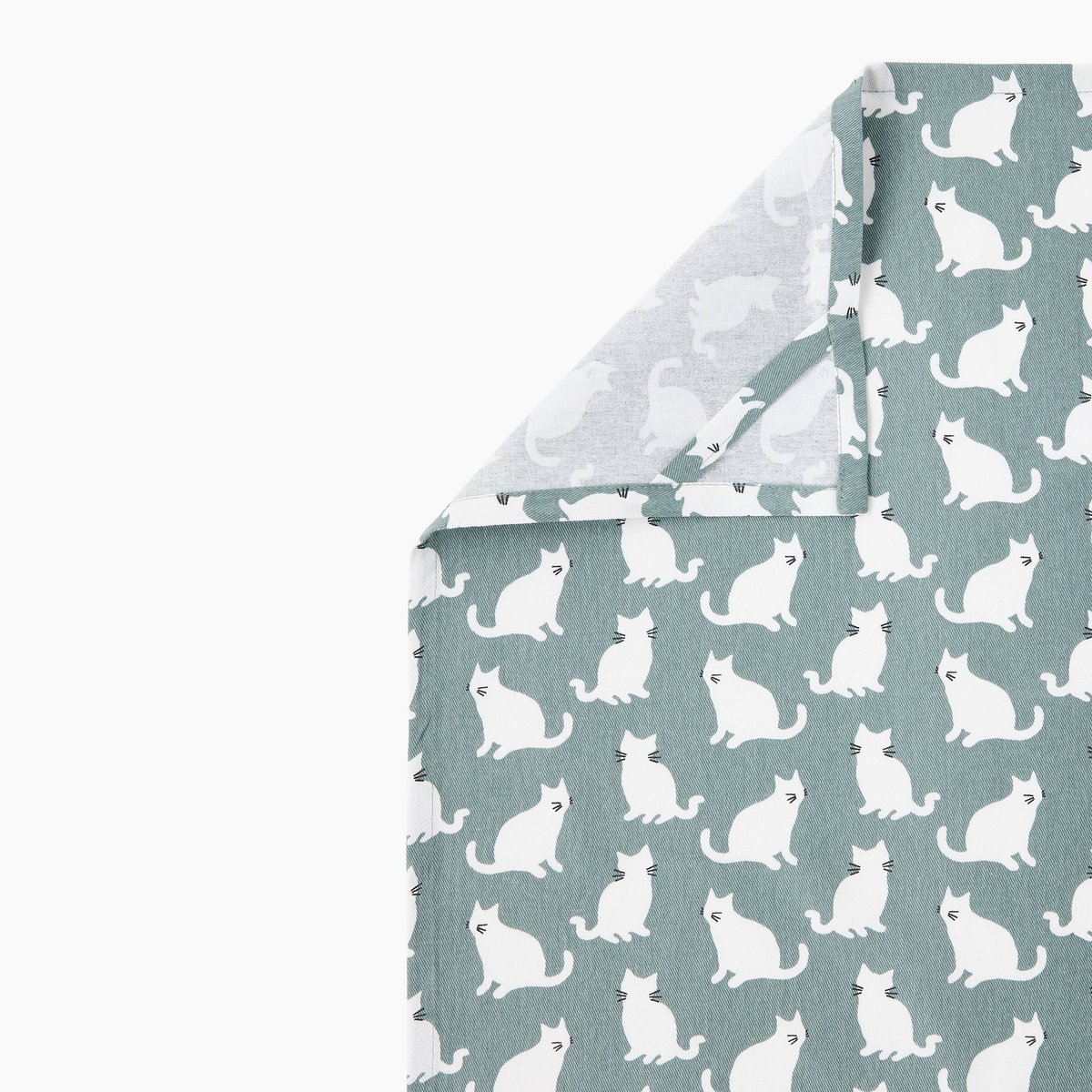 Torchon print gros chat, 50x70cm, coton algue, MONOPRIX