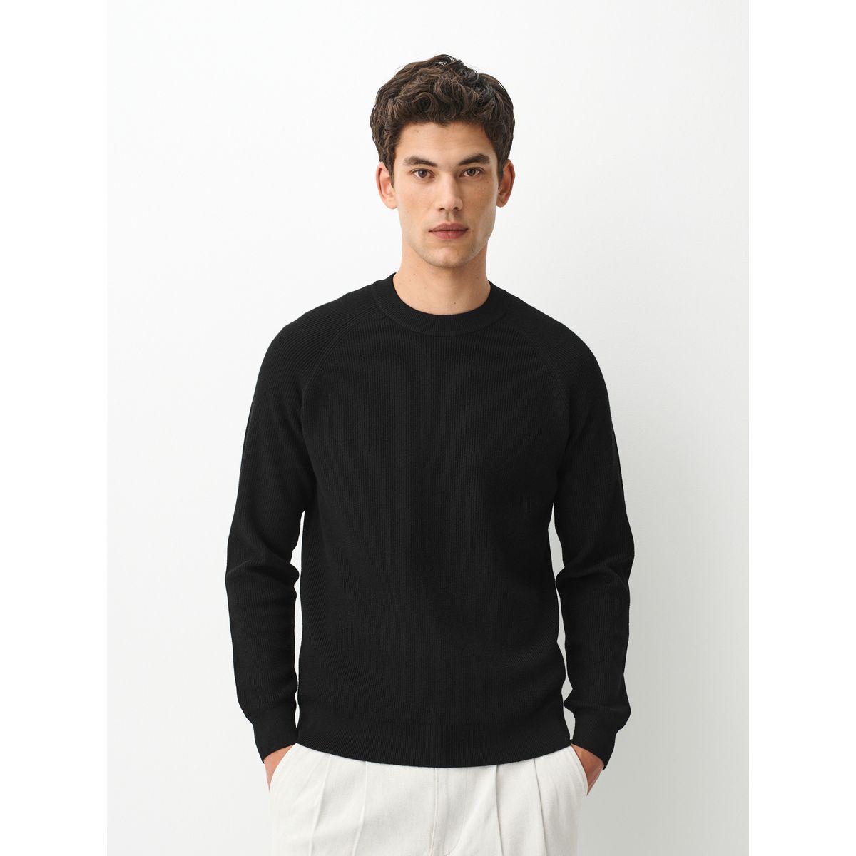 Pull en maille texturée essential noir, NEXT