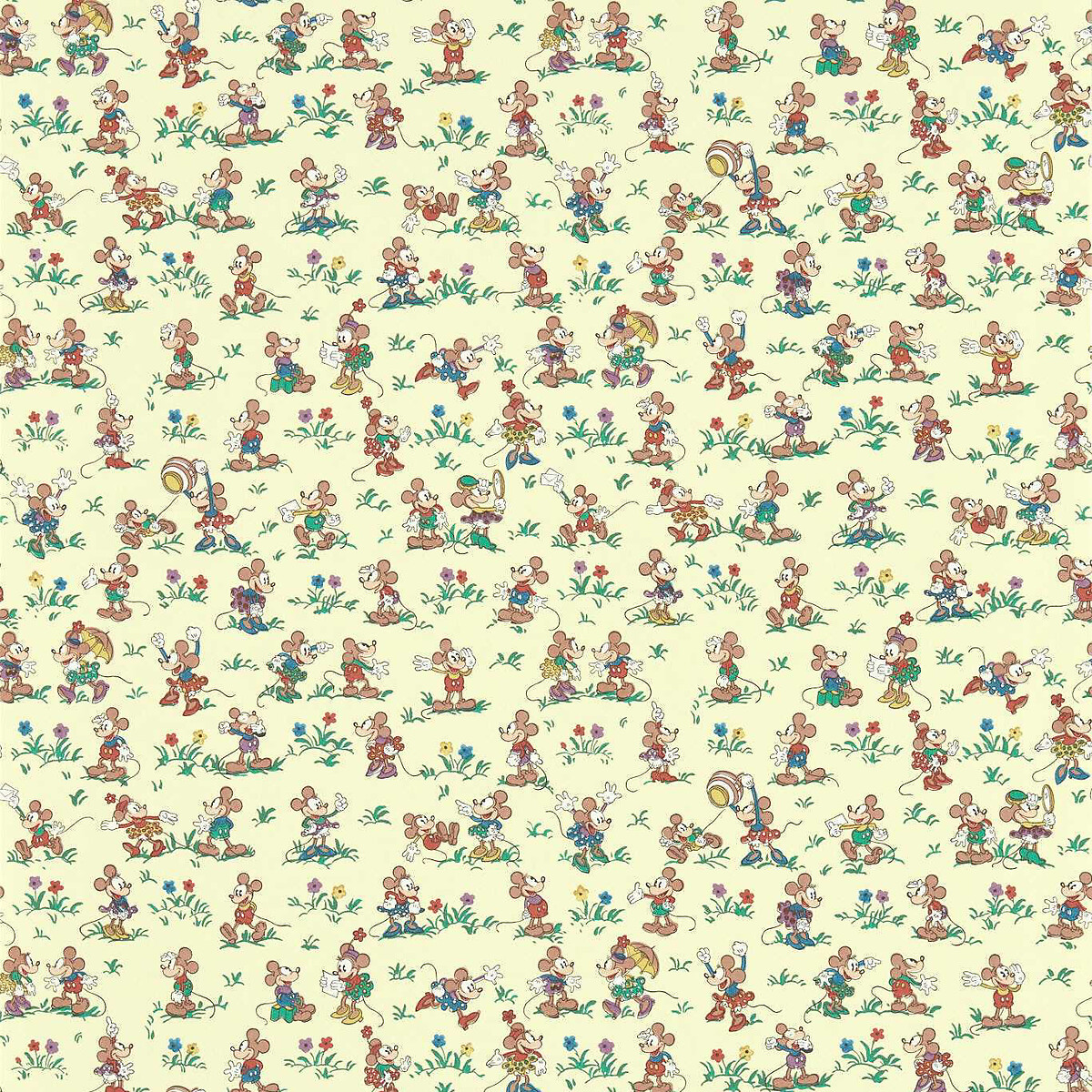 Mickey & Minnie Rhubarb and Custard Wallpaper yellow, SANDERSON X DISNEY