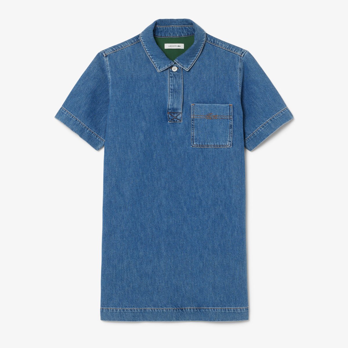 Robe polo oversize denim bleu-36l, LACOSTE