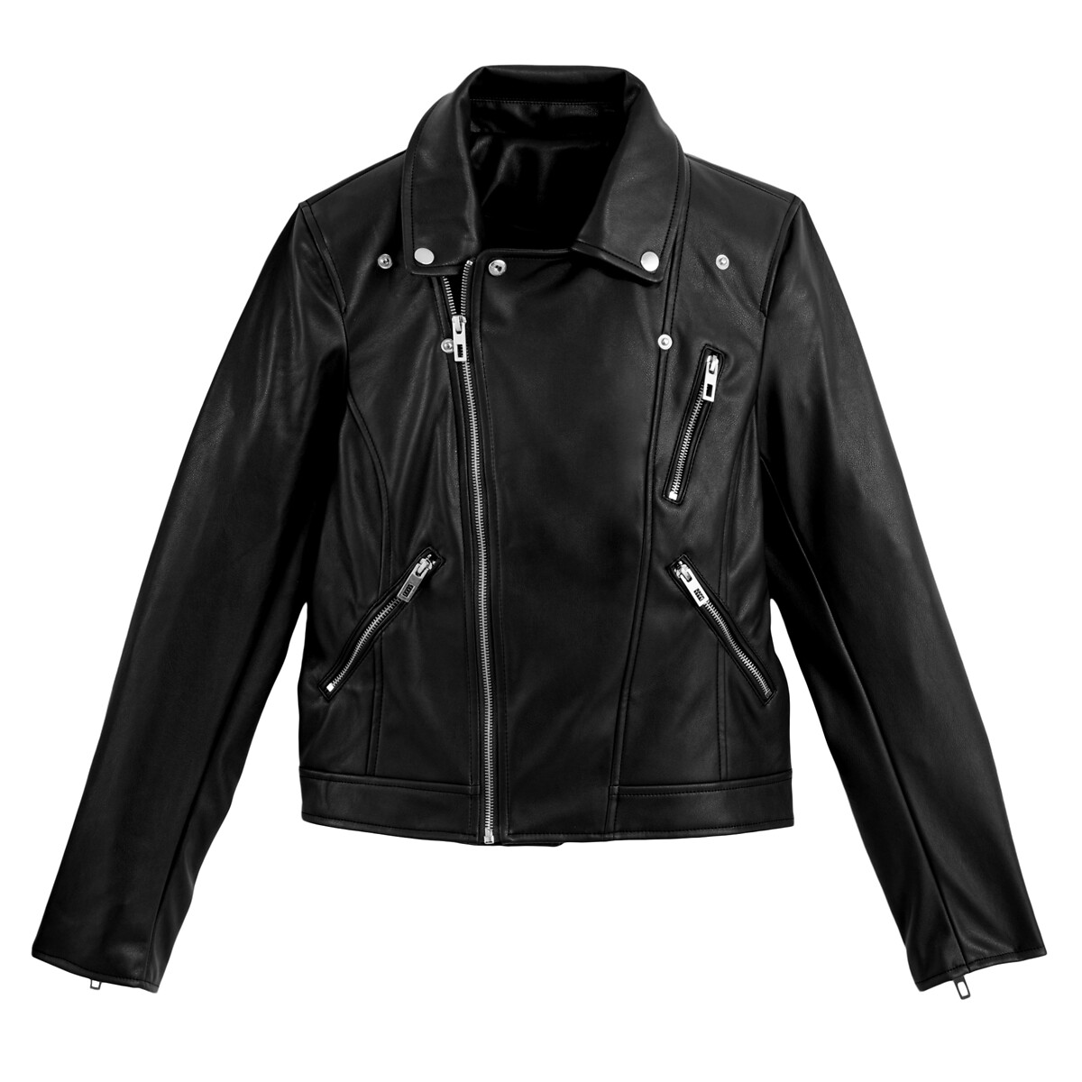 Cropped Biker Jacket in Faux Leather black, LA REDOUTE COLLECTIONS