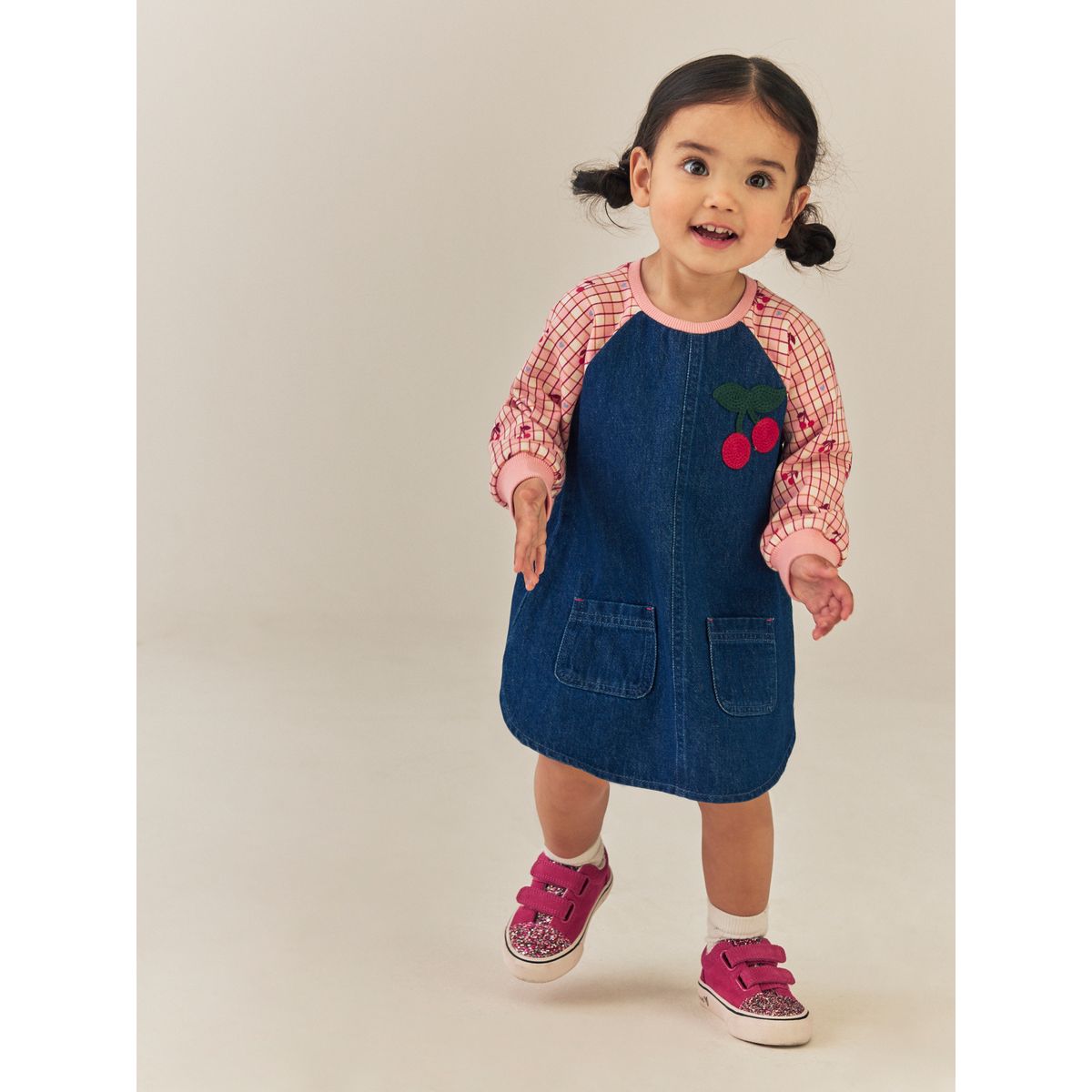 Robe en jean à manches raglan impression cerise, NEXT