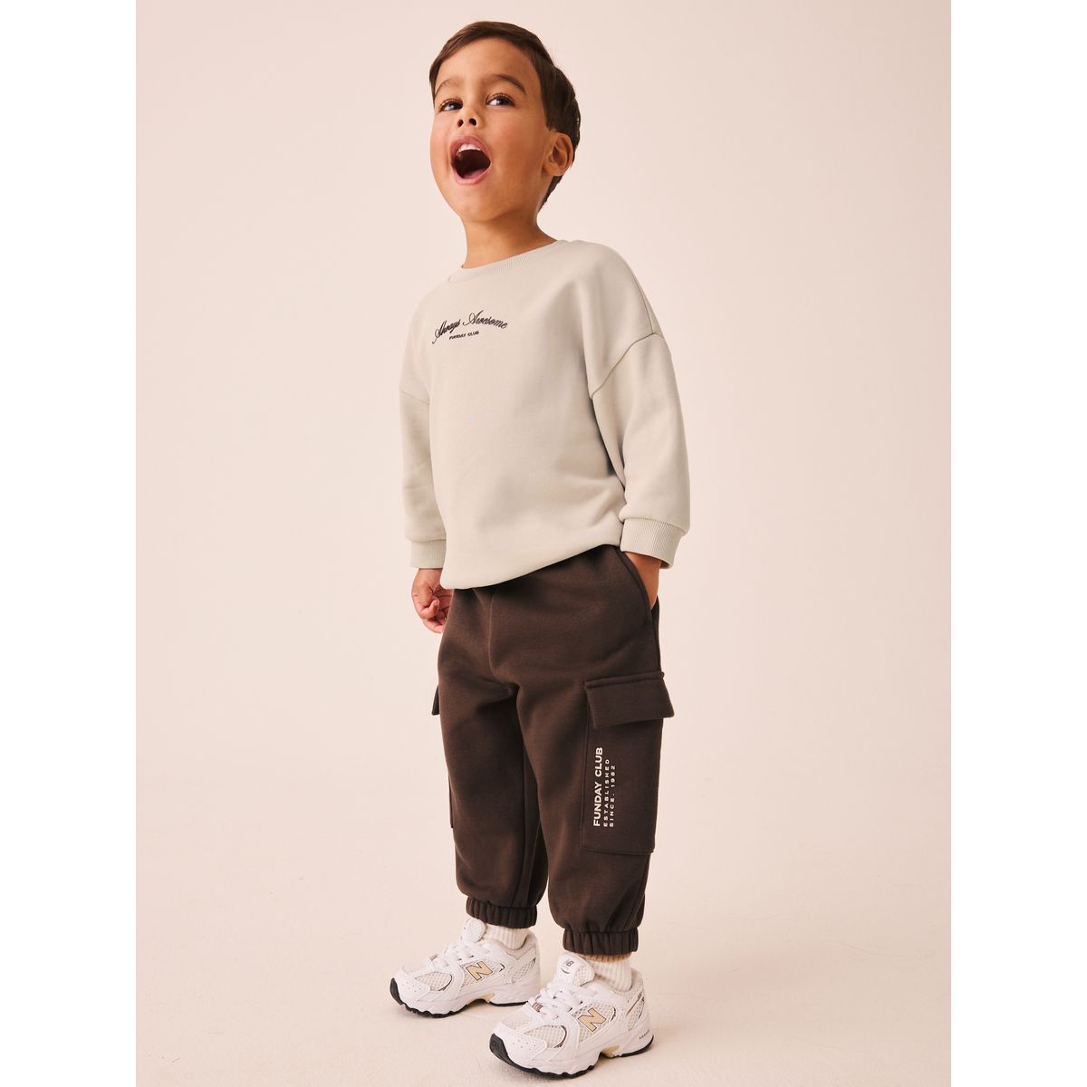Sweat ras du cou et pantalon de jogging écru chiné, NEXT