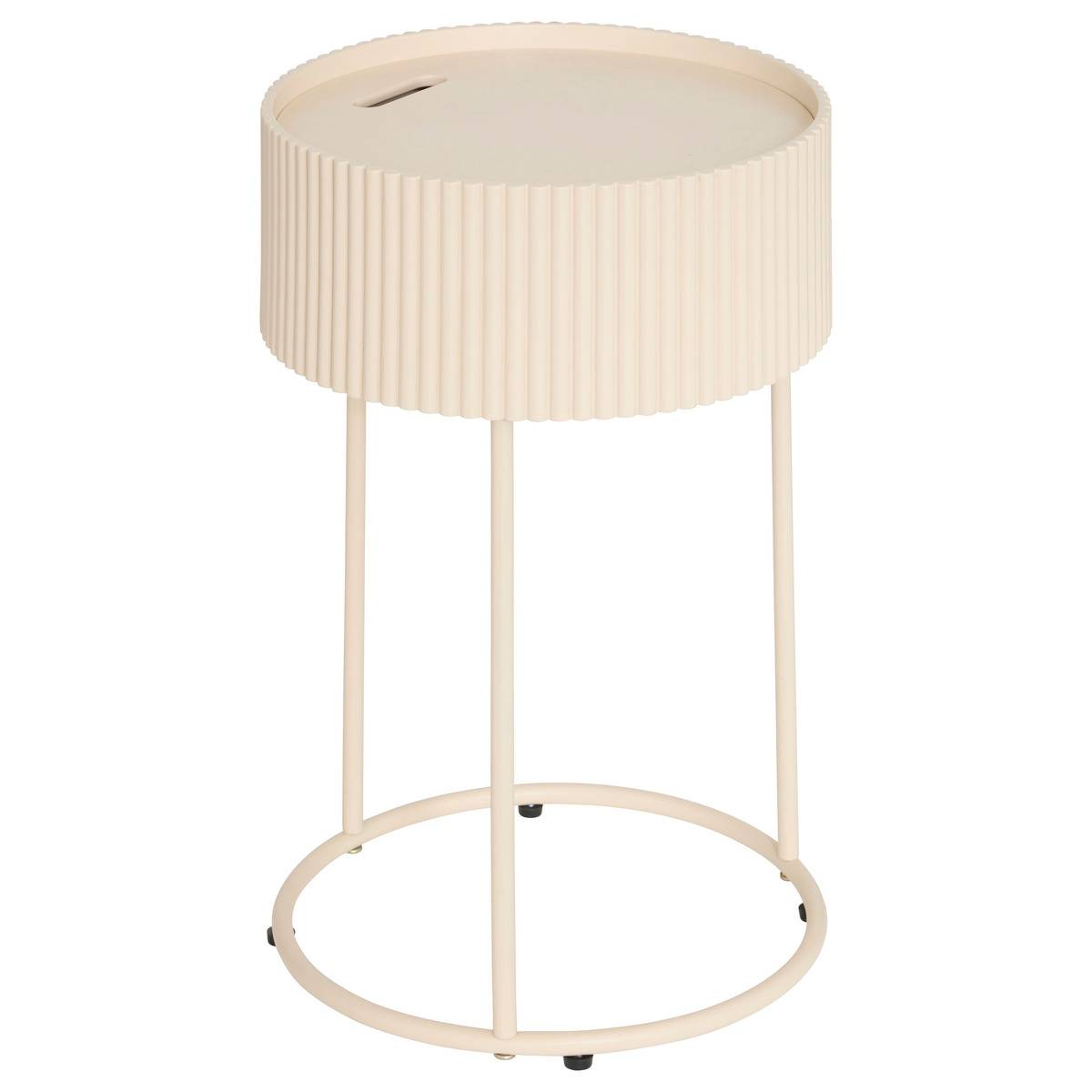 Table d'appoint coffre de rangement plateau amovible JUNA beige, ATMOSPHERA
