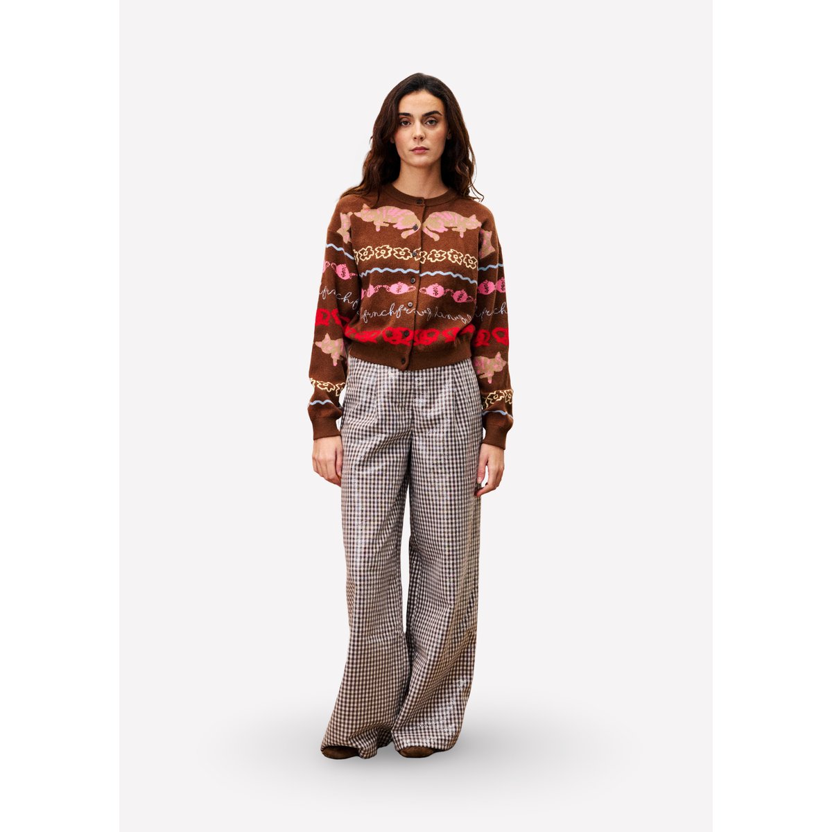 Pantalon en coton NINOU marron chocolat, FRNCH