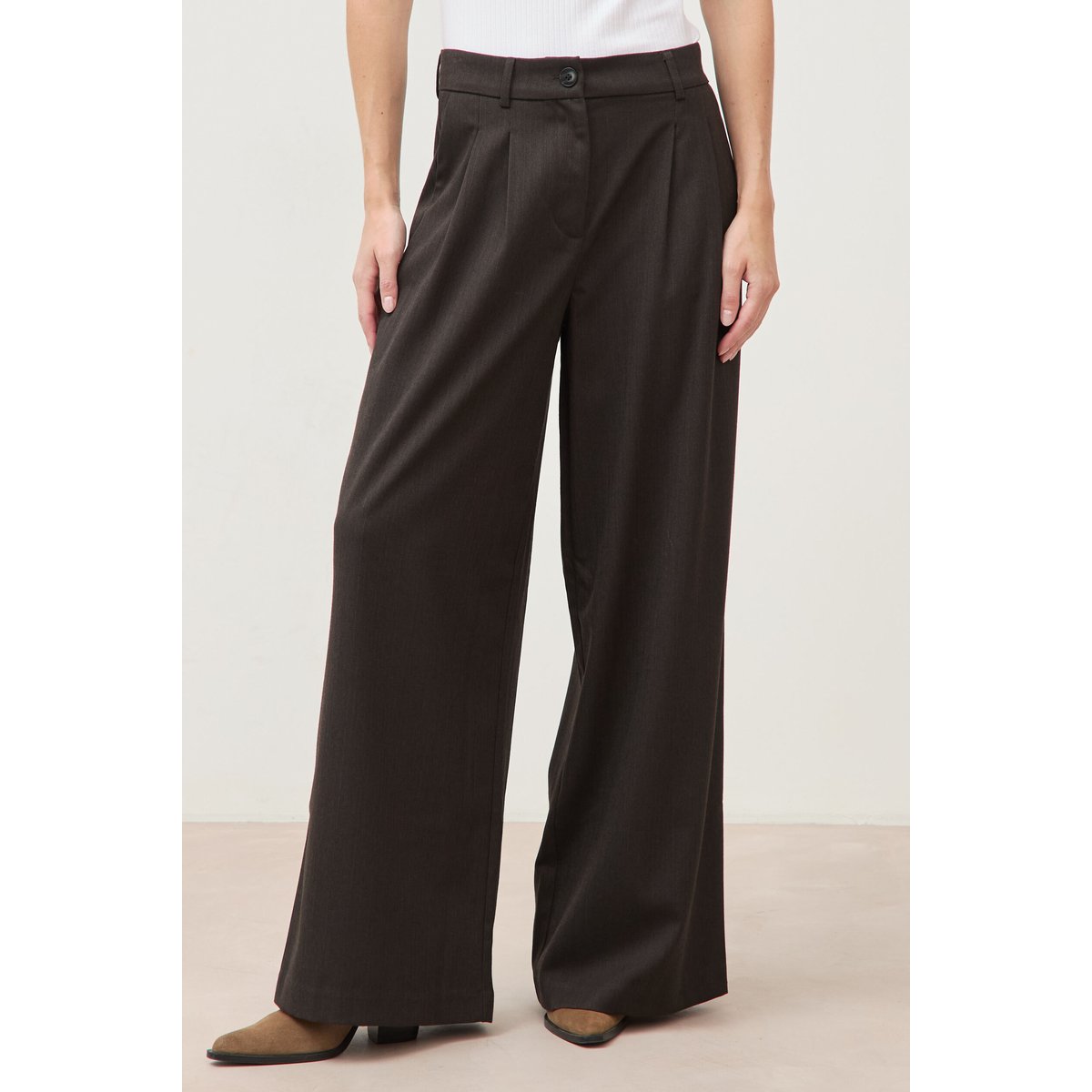 Pantalon large taille standard noir, BONOBO