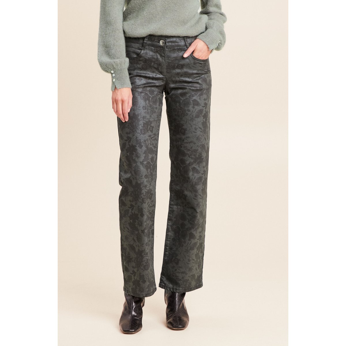Pantalon taille basculée vert, BREAL
