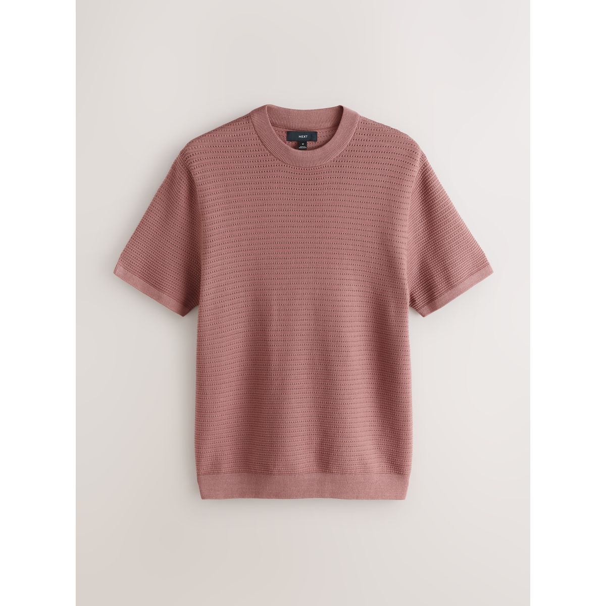 T-shirt ras du cou texturé, lot de 2 blanc/rose prune, NEXT