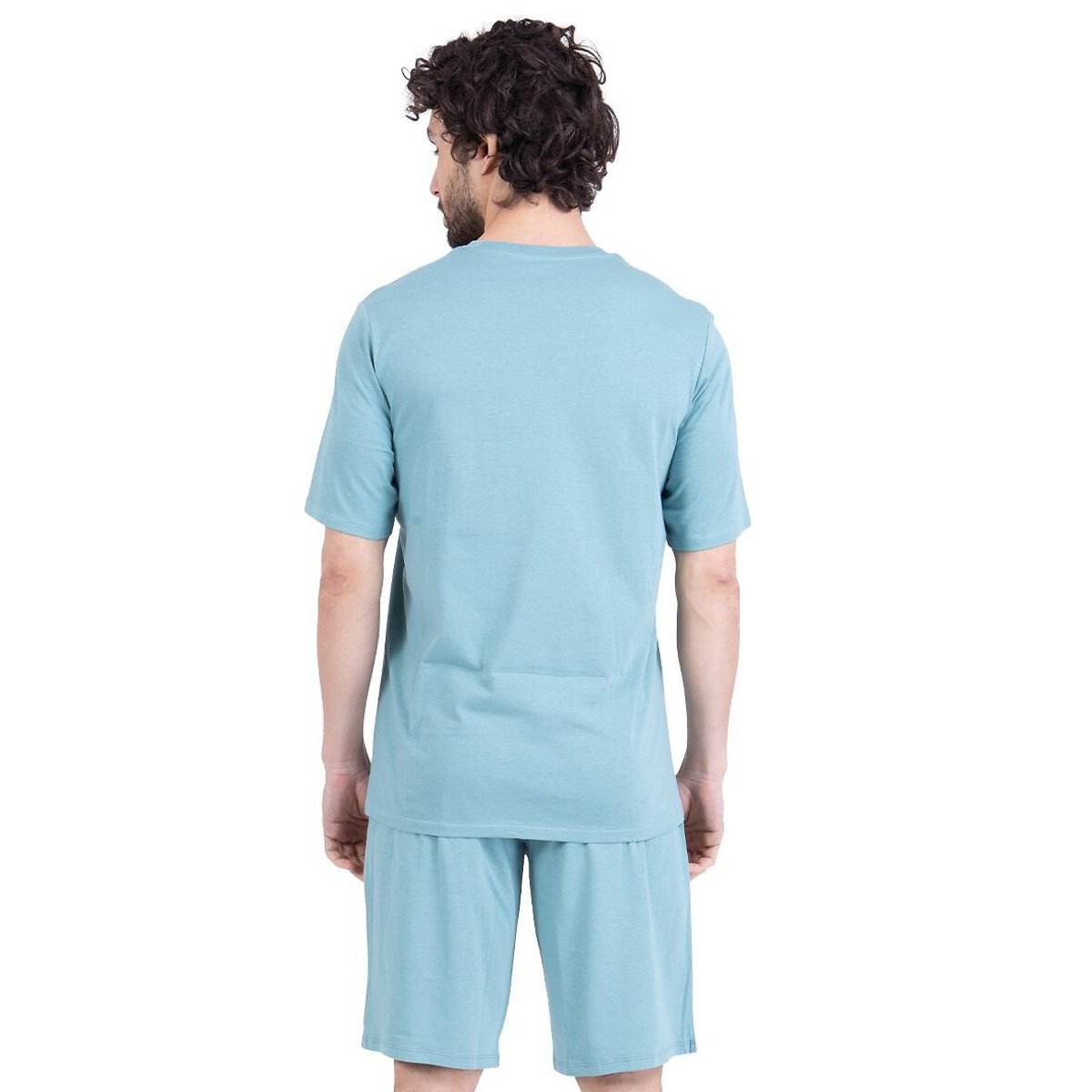 Pyjama court col rond bleu vert, ATHENA