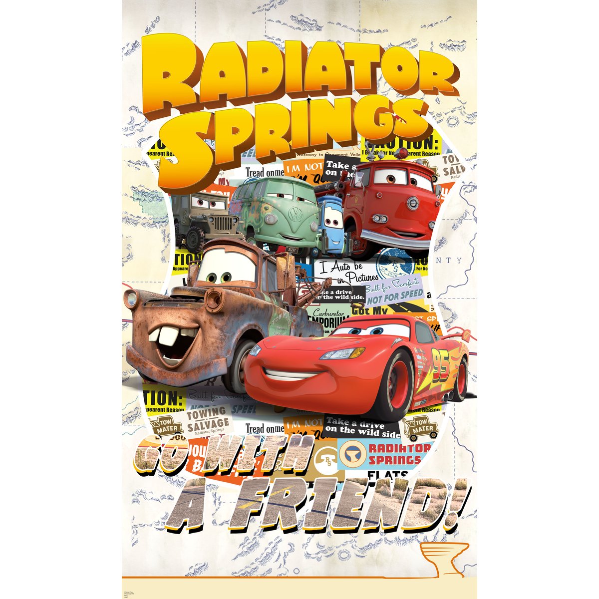 Papier peint Komar - Cars Take The Open Road - 120 x 200 cm jaune, HEXOA