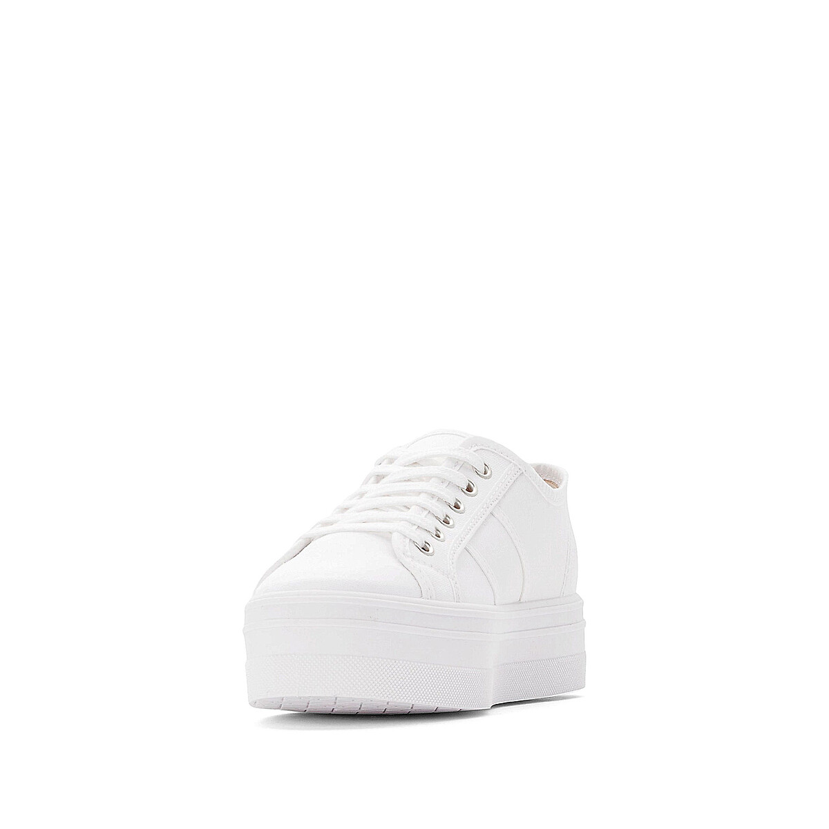 Sneakers Barcelona Lona aus Leinen, mit Plateau-Sohle weiss, VICTORIA