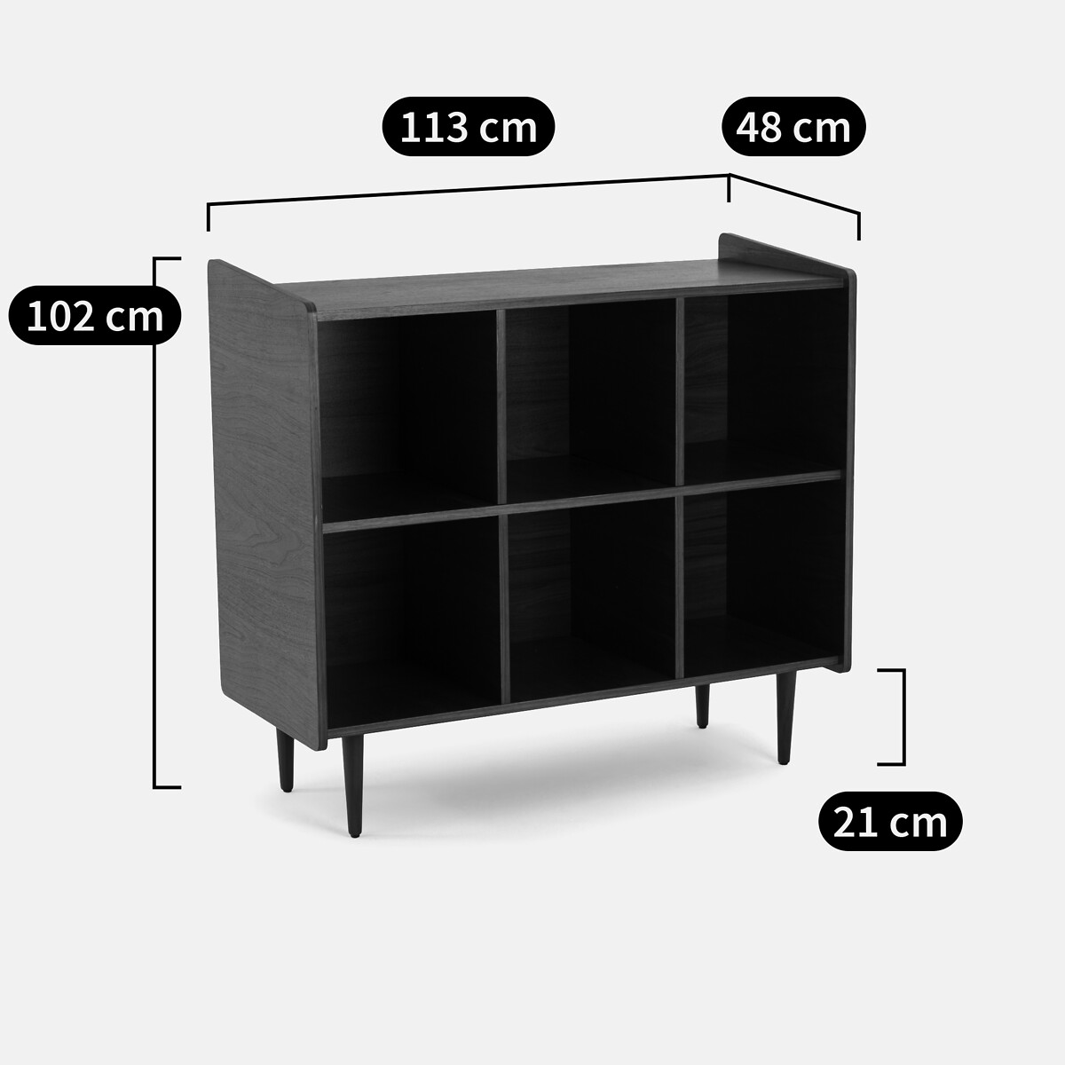 Meuble vintage pour vinyles L113 cm, Ronda noyer, LA REDOUTE INTERIEURS