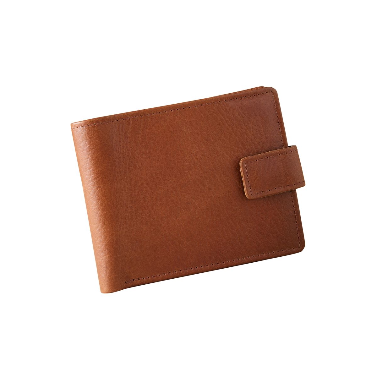 Portefeuille en cuir grand format Signature marron fauve, NEXT