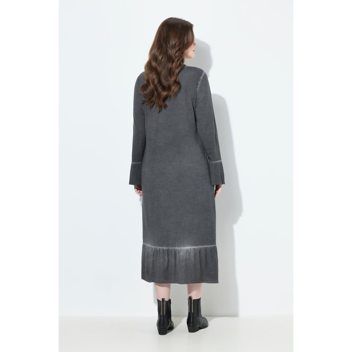 Robe midi en cupro mélangé gris graphite, ULLA POPKEN