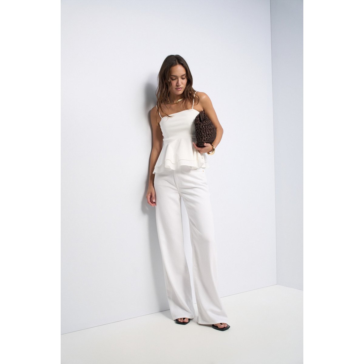 TOP AVEC MÉLANGE DE MATIÈRES blanc, SALSA JEANS