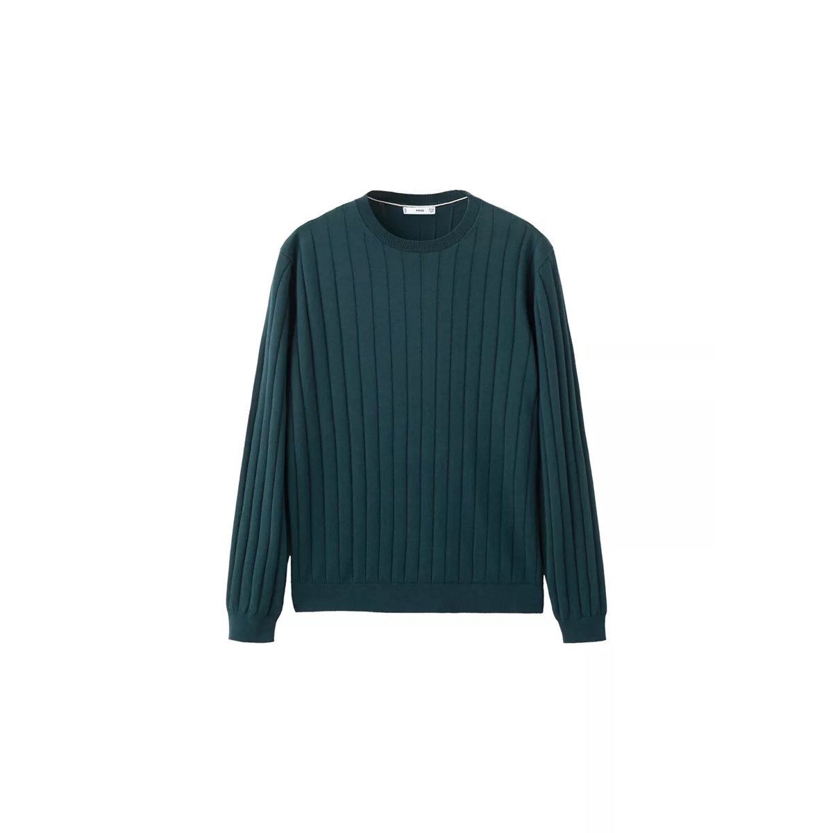 Pull-over 100 % coton maille fine vert forêt, MANGO MAN