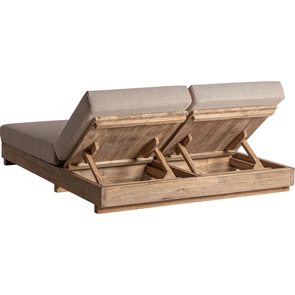 Bain de soleil double S.PURE en teck beige et marron naturel, RECOLLECTION
