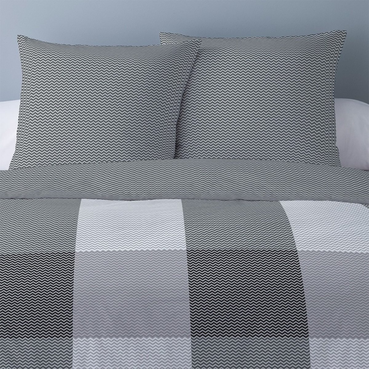 Housse de couette 260x240 Legolas + 2 taies coton flanelle gris, DECORATIE