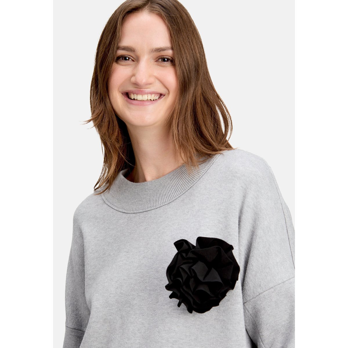 Pull-over en maille à encolure ronde gris clair, CARTOON