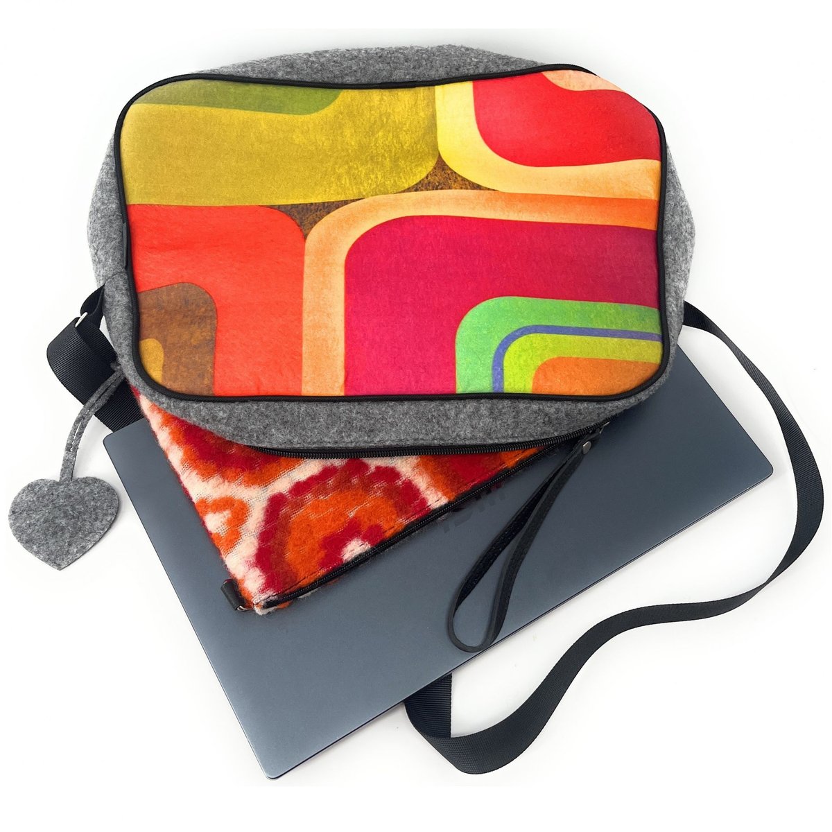 Sac bowling en feutrine écologique imprimée MODERN gris moyen, OH MY BAG
