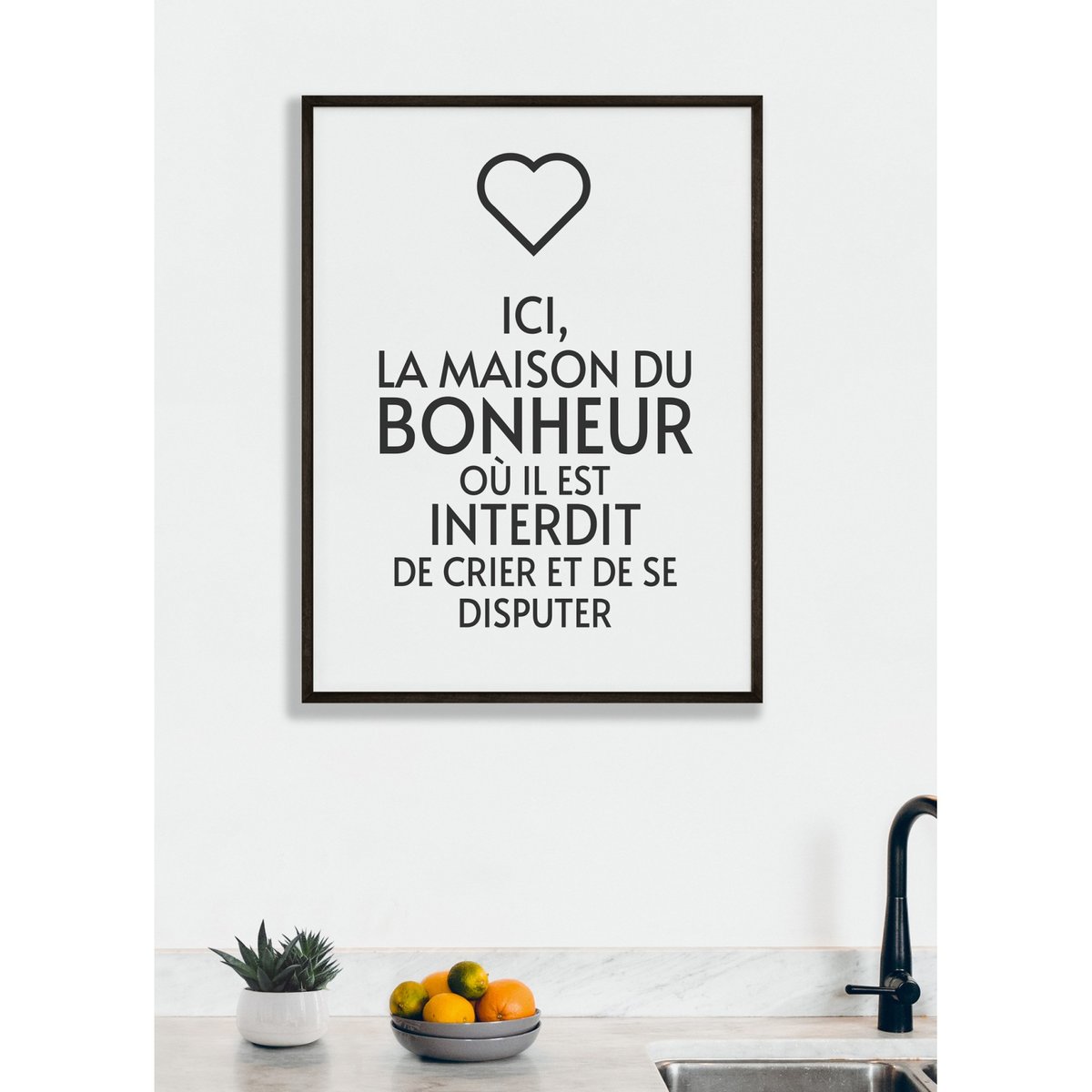Affiche 'Ici, la maison du bonheur...' blanc, L'AFFICHERIE